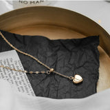 Flyshadow Minimalist Fashionable Exquisite Gold Heart Pull-up Necklace Versatile for Women Collarbone Chain Temperament Personality Trend