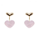 Flyshadow Acrylic Sweet Pink Love Heart Dangle Earrings for Women Romantic Simple Drop Earring Girl Jewelry Gifts