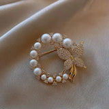 Flyshadow Pearl Rhinestone Garland Butterfly Brooch Baroque Trendy Elegant Wedding Gift for Ladies Party Anime Pins  Evil Eye