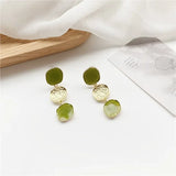 Flyshadow Fashionable Matcha Green Earrings Irregular Geometric Earrings Internet Celebrity Temperament Small and Fresh Long Earrings