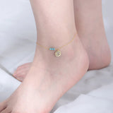 Flyshadow INS fine jewelry 14k 18K Gold Plated Bohemia beach Turquoise Beaded Ankle Devil's Eye Anklets for Women