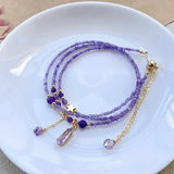 Flyshadow Gorgeous Natural Amethyst Bracelet for Women Exquisite Sweetness Purple Crystal Beads Jewelry High-end Fashion Hand Accessories