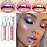 Flyshadow 7 Colors Laser Holographic Lip Gloss Liquid Lipstick Diamond Pigment Longlasting Glitter Lipgloss Waterproof Metallic Lip Makeup