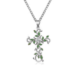 Flyshadow Retro Vine Entwined Cross Necklaces For Women Elegant Fashion Zircon Clavicle Necklace Religious Jewelry Gift