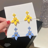 Flyshadow Sweet Flower Earrings For Women Fresh Four-petal Stereo Flower Stud Earrings Fashion Temperament 3 Colors Flower Earring