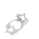 Flyshadow Punk Hollow Out Thick Geometric Star Open Ring for Women Men Minimalist Silver Color Ring Party Hip Hop Jewelry