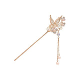 Flyshadow Vintage Chinese Style Hair Stick Tassels Pearls Hairpins Elegant Butterfly Flower Hair Pins Clip Summer Accessories Gifts