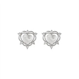 Flyshadow Classic Hollow Heart Women Stud Earring Gorgeous Micro Paved Cz Stone Romantic Girl Accessories Classic Earring for Women