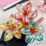 Flyshadow 6 Colors Floral Grab Hair Clips Bohemia Petal Shape Egg Flower Claw Clips Sweet Women Gradient Crab Clamp Girls Hair accesorios