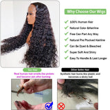 Flyshadow Deep Wave Frontal Wig 13x6 HD Lace 30 Inch Curly Lace Front Human Hair Wig For Women 4x4 6x6 Lace Closure Wig Glueless Human Wig