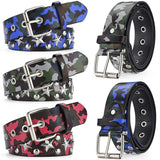 Flyshadow Women's Belt Fashion Pentagonal Star Belt Y2k Belt Camouflage Punk Hiphop Rock Men's Belt Paired With Jeans Belt Pu Leather Belt