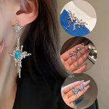 Flyshadow Fashion Moon Butterfly Shape Tassel Earring Korean Edition Earrings Temperament Fairy Jewerly Accessories for Women