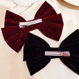 Flyshadow Hair Clip Black or Red Large Barrette Korean Top Hairpin Velvet Bow Retro for Female Korean Girls Accessorie Fashion Jewelry