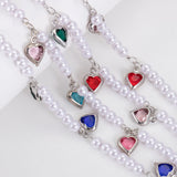 Flyshadow 1Meter Glass Love Heart Pendant Imitation Pearl Beads Chains for Necklace Bracelet Jewelry Making DIY Components Supplies