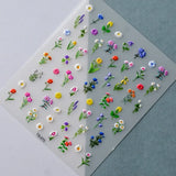 Flyshadow 1pcs 5D Embossed Colorful Daisy Nail Art Flower Stickers Mix Petal Leaf Self Adhesive Transfer Nail Decoration Slider Decals DIY