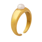 Flyshadow New Fashion Ring Pearl Ring Women's Autumn Niche Opening Ring Simple 316L Stainless Steel Jewelry High Quality Party Accessories