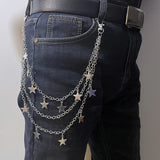 Flyshadow Metal Punk Steet Layered Chain Star Keychains For Women Men Waist Key Wallet Jeans Hip-hop Pants Belt Chains Jewelry Accessories