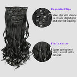 Flyshadow 24inch Long Straight Clip in Hair Extension for Women 7pcs/set Natural Straight Hair Extensions Synthetic Black Fibre Fake Hair