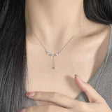 Flyshadow Simple Silver Color Alloy Leaf Clavicle Chain Necklace For Women Trendy Crystal Choker Fashion Jewelry Women's Accessories