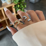 Flyshadow 2024 Trendy Vintage Elegant Irregular Adjustable Rings for Women Punk Geometric Hollow Open Ring Party Jewelry