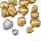 Flyshadow 20pcs Stainless Steel Small Shell Charms Gold Plated Pendants for Earrings Jewelry Making DIY Supplies Bulk Wholesale Components