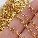 Flyshadow No Fade 2Meters 1Meter Stainless Steel Chain 4mm Oval Curb Cuban Chains for Necklace Jewelry Making DIY Supplies