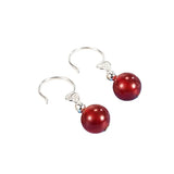 Flyshadow Elegant Hetian Jade Dangle Earrings with Retro Red Bean Design Delicate and Versatile Ear Drops for Women Best Girlfriend's Gift