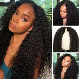 Flyshadow Cheap U Part Human Hair Wigs Jerry Curly Brazilian Hair Wigs Natural Black Deep Wave Glueless V Part Wigs 180% Density