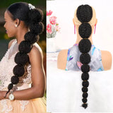 Flyshadow Synthetic Ponytail Hair Extension for Black Women Lantern Bubble Drawstring False Pigtail Afro Puff Kinky Horse Tail Hairpiece