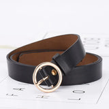 Flyshadow New Women's Belt Trend Gold Round Button Belt Personalized Decoration Paired with Long Pants Jeans Belt Soft and Cheap Belt