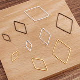 Flyshadow 20pcs Geometric Diamond Shape Charm Gold Color Pendants Bezels Hollow Pressed Charm for Resin Frame Mold DIY Jewelry Making