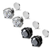 Flyshadow 1PC Crystal Strong Magnetic Ear Stud Easy Use Clip Earrings For Women Men Punk Round Zircon Magnet Earrings Non Piercing Jewelry