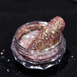 Flyshadow 1Box Silver Laser Semi-Solid Magic-Mirror Nail Powder Metallic Holographic Glitter Mirror Nails Dust Gel Polish Chrome Decoratio