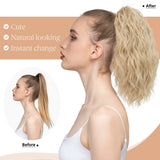 Flyshadow 13Inch Premium Synthetic Curly Claw Clip In Ponytail Blonde Brown Short Hairpiece Fake Hair False Pigtail Hair Extensions