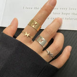 Flyshadow 2 Piece Girls Fashion Butterfly Ring Set Creative Personality Punk Couple Jewelry Accessories for Women Creative Gifts Decor