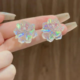 Flyshadow Colorful Resin Flower Stud Earrings for Women Wedding Party Sweet Jewelry Fashion Blooming Plant Charms Elegant Earrings