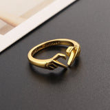 Flyshadow Creative Hand Heart Ring Exquisite Love You Forever Finger Accessories Romantic Couple Jewelry Fashion Wedding Anniversary Gifts