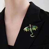 Flyshadow Dragon Brooches for Women Colorful Enamel Animal Brooches Unisex Office Suit Coat Buckle Pins Casual Jewelry Accessories Gifts