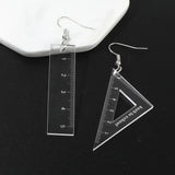 Flyshadow Funny Jewelry Math Ruler Triangle Acrylic Material Pendant 4 Colors Available Fashion Cute Earrings For Women Girls Gifts