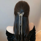 Flyshadow New Butterfly Pearl Tassel Hairpin Fashion Simple Side Clip Ponytail Claw Clip Elegant Women's Hair Clip Headdress Party Gifts