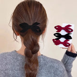 Flyshadow Hair Bangs Duckbill Clip Velvet Bow Barrettes for Girls