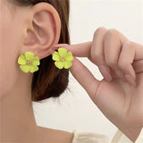 Flyshadow New Spring Summer Flower Earring For Women Cute Girl Y2K Style Jewelry Sweet Peach Blossom Women's Stud Earrings