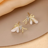 Flyshadow Trend Crystal Elf Flower Fairy Stud Earrings for Women Korean Exquisite Ear Jewelry Accessory Girl Gift