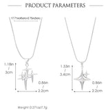 Flyshadow Y2K Simple Choker Necklace Four Pointed Star Necklaces Adjustable Crucifix Pendant Necklace Asterism-Necklace Jewelry