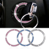 Flyshadow Car Ignition Key Ring Diamond Rhinestone Stickers for Auto Motorcycle Styling Bling Decoration Key Circle Button Car Accessories