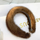 Flyshadow Women's Girls Hair Strap Plush Mink Hair Hoop Candy Color Hair Hoop Wide Edge Headband Versatile Fashion and Simplicity