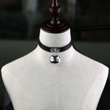 Flyshadow Rock Leather Bell Pendant Choker Necklace For Women Gothic Fine Black Color PU Chain Collar Sexy Ladies Sex Jewelry Accessories