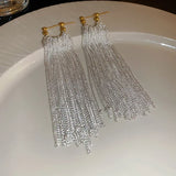 Flyshadow New Fashion Trend Unique Design Elegant Exquisite Light Luxury Long Tassel Earrings Female Jewelry Party Premium Gift Wholesale