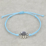 Flyshadow Sport Style Adjustable Inspirational Wax Cord Bracelet For Women Men Soccer Baseball Basketball Woven Rope Bracelet Ball Charm