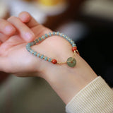 Flyshadow Natural Jade Bead Bracelet with Red Agate Charming Pendant Luxury Jewelry Friendship Bracelets for Women Good Luck Accessories